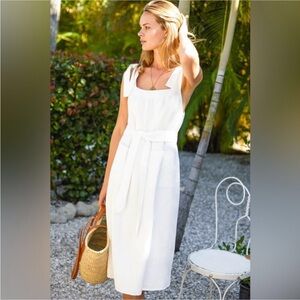 EMERSON FRY Linen Elegant Cream Sleeveless Dress Size S